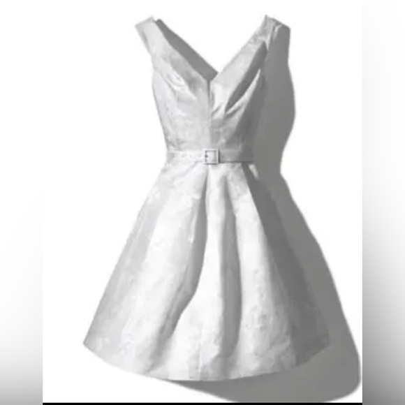 WHBM White jacquard belted dress - Picture 3 of 15